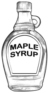 Drawing of a bottle of maple syrup.