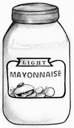 Drawing of a bottle of light mayonnaise.