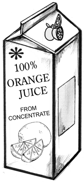 Drawing of a carton of orange juice.