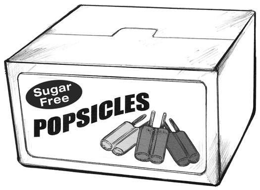 Drawing of a box of popsicles.