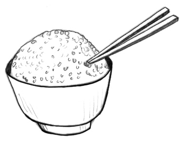 Drawing of a bowl of rice.