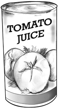 Drawing of a can of tomato juice.