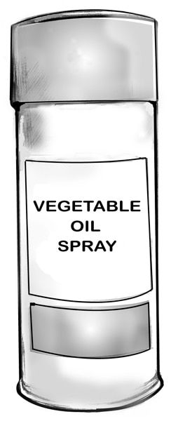 Drawing of a can of vegetable oil spray.