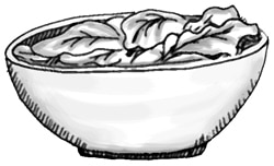 Drawing of a bowl of greens.