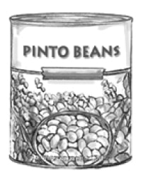Drawing of can of pinto beans.