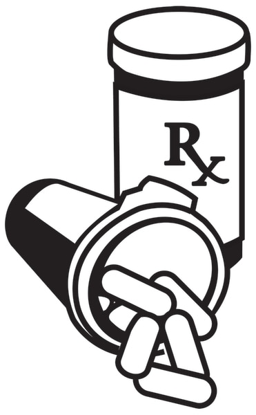 Drawing of two prescription medicine bottles.