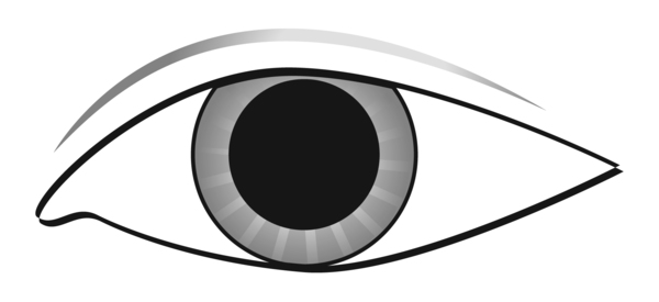 Drawing of an eye with a dilated pupil.