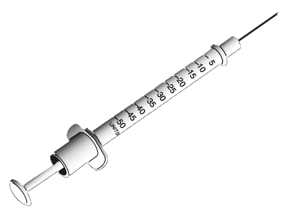 Drawing of a syringe.