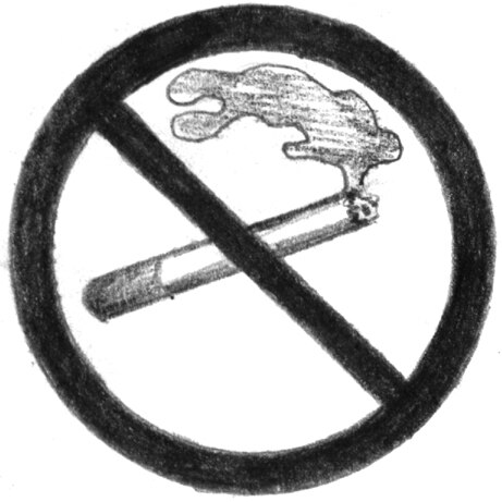 Drawing of a  “no smoking” sign.