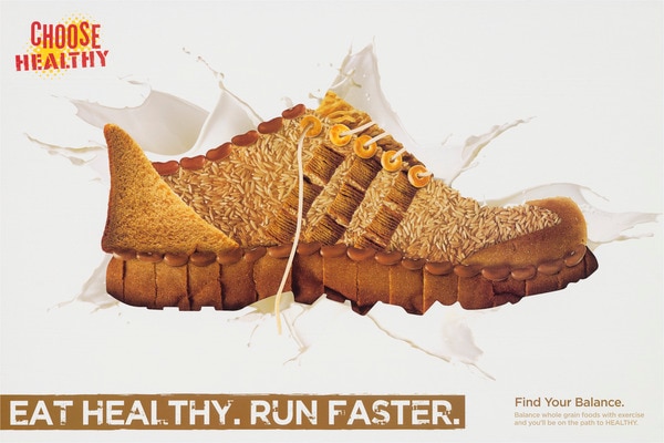 Image of a sneaker made out of whole grain foods.