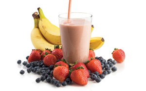 Smoothie with fruit.